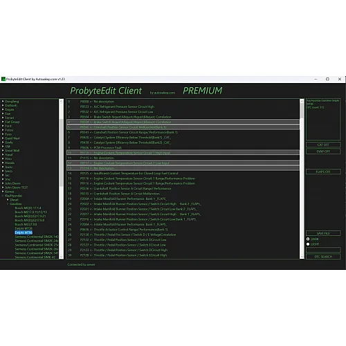 Лицензия Probyte Edit для Kia и Hyundai: работа с бензиновыми двигателями, Delphi MT86, CAT, EVAP, EGR, FLAPS, DTC OFF