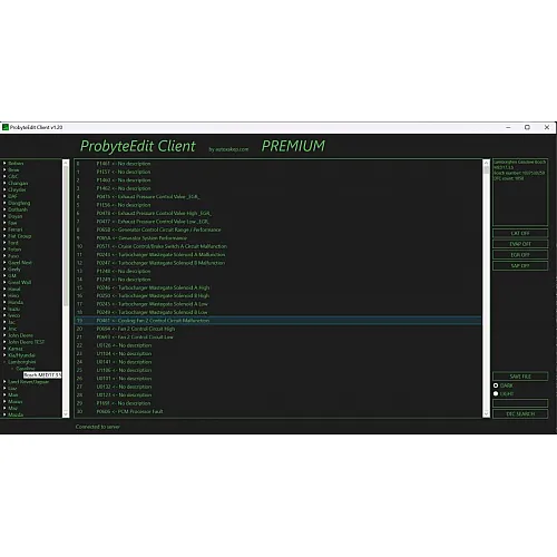 Лицензия Probyte Edit для Lamborghini: MED17.3.5, поддержка CAT, EGR, EVAP, SAP, DTC off