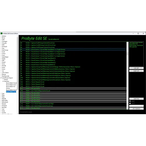 Лицензия Probyte Edit Land Rover/Jaguar Gasoline Bosch MED17.9.7 EGR CAT DTC EVAP OFF