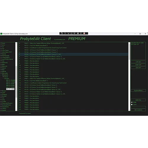 Лицензия Probyte Edit Mitsubishi MELCO: работа с 128 KB CAT, EVAP, EGR, DTC OFF