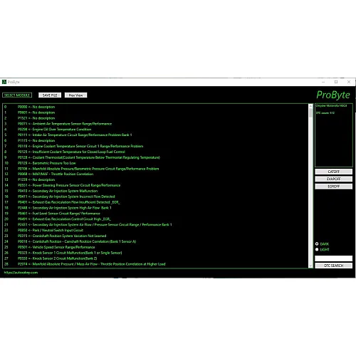 Лицензия Probyte Edit Module FULL для Chrysler, Motorola: NGC4, CAT, EVAP, EGR, DTC off