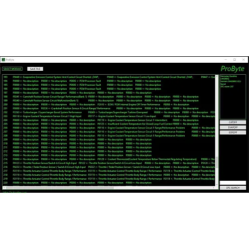 Лицензия Probyte Edit Module FULL для Mercedes: работа с бензиновыми двигателями, Siemens SIM266KE, EGR, CAT, EVAP, DTC off