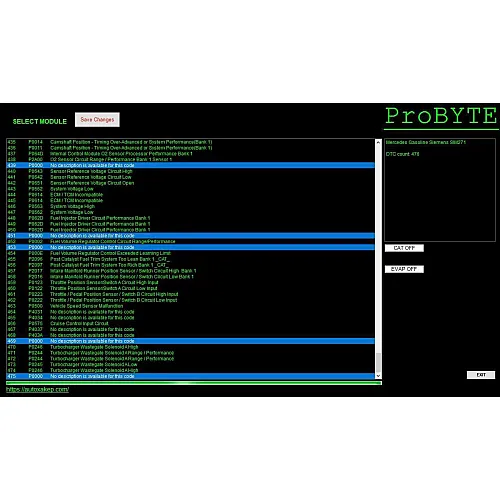 Лицензия Probyte Edit Module FULL для Mercedes с бензиновым двигателем: Siemens SiM271, CAT, EVAP, EGR, DTC off