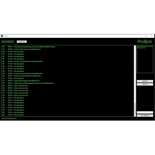 Лицензия Probyte Edit Module для Nissan/Infinite Diesel Denso: удаление DPF, 1024 kb