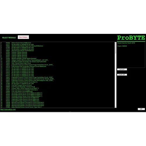 Лицензия Probyte Edit Module для Nissan и Infiniti: бензин, Hitachi GEN2, CAT off