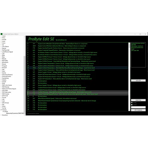 Лицензия ProByte Edit Module для Yutong, Motorola, Cummins: полное отключение DTC SCR CM2150E