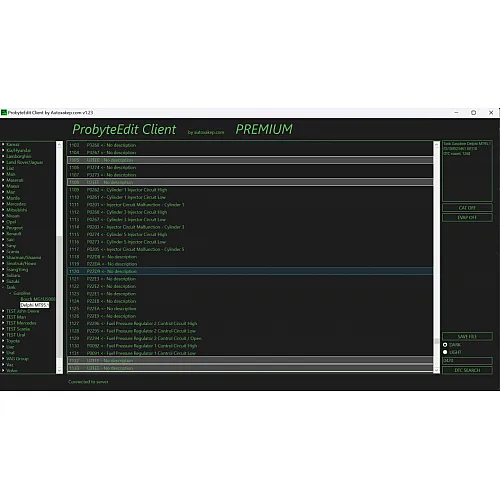 Лицензия Probyte Edit Tank Gasoline Delphi MT95.1 CAT EVAP EGR DTC OFF