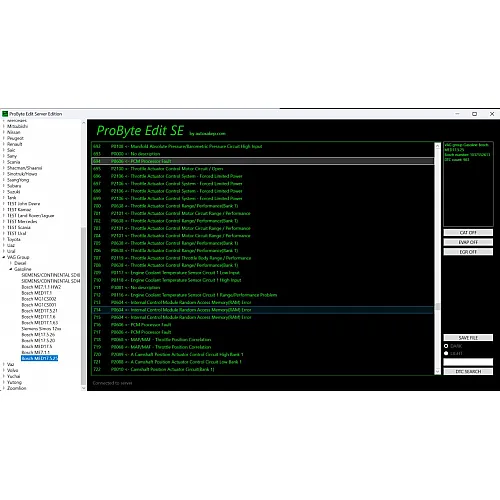 Лицензия Probyte Edit VAG Group Gasoline Bosch MED17.5.25 CAT EVAP EGR DTC OFF
